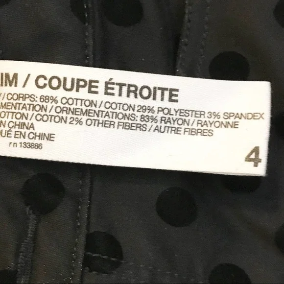 Joe Fresh Jeans Black on Black Velvet Polka Dot Low Rise Stretch Zipper Everyday - Picture 8 of 11